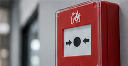 Close-up of the red Ajax manual call point, from the approved artwork